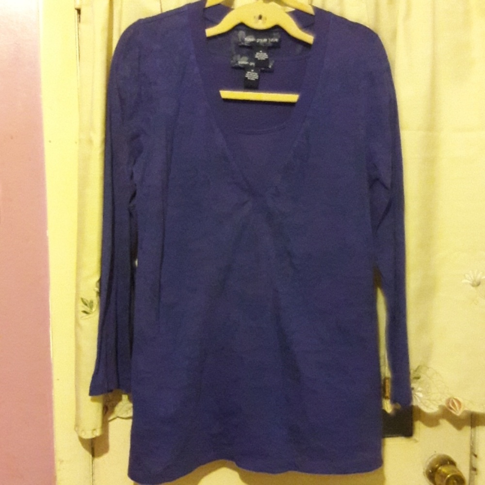 NWOT Susan Graver Purple 2 piece top set size M